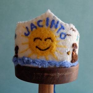Waldorf inspired birthday crown of wool and felt, Felt birthday crown of wool and felt,
