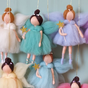 Fairy tale nursery mobile, Needle felt fairy doll,Gift for baby girl image 6