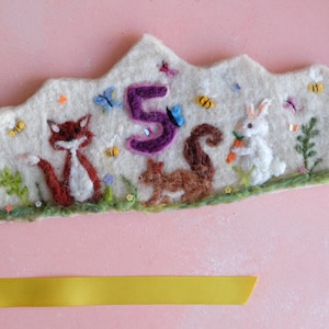 Wool birthday crown for boy, Felt birthday crown, Birthday Waldorf Crown, Animal Crown