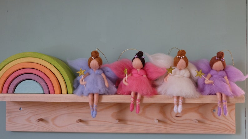 Fairy tale nursery mobile, Needle felt fairy doll,Gift for baby girl image 3