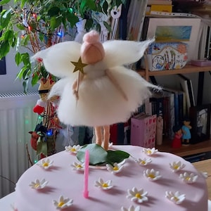 Needle Felting Angel, White fairy, Room decoration, Christmas decoration, Fairy gift for girl,Needle Felt doll Fairy figurine