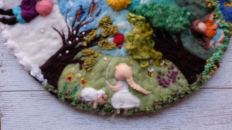 4 Seasons Circle, Kindergarten Decor, Wall Hanging, Waldorf Art, Season Table, Nature Table, Felt Arctic Playmat image 8