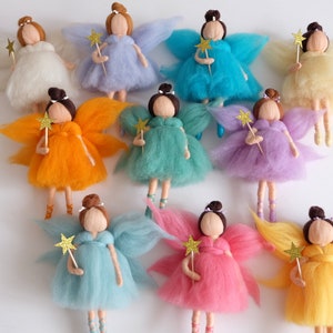 Fairy tale nursery mobile, Needle felt fairy doll,Gift for baby girl image 4