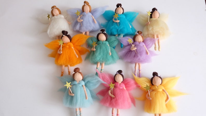 Fairy tale nursery mobile, Needle felt fairy doll,Gift for baby girl image 4