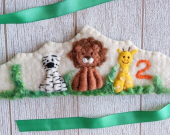 Waldorf Personalized crown, Wool birthday crown for boy, felt birthday crown,