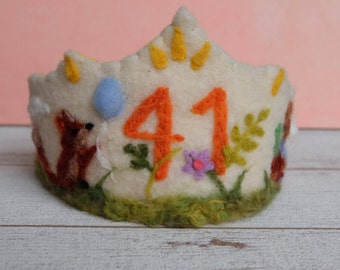 Couronne d'anniversaire adulte, couronne en feutre, couronne Waldorf, prince héritier pour tout-petit, diadème de princesse