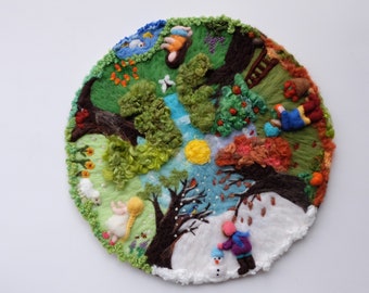 4 Seasons Circle,  Kindergarten Decor, Wall Hanging, Waldorf Art, Season Table, Nature Table, Felt Arctic Playmat