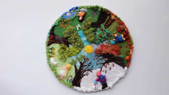 4 Seasons Circle,  Kindergarten Decor, Wall Hanging, Waldorf Art, Season Table, Nature Table, Felt Arctic Playmat