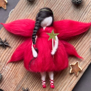 Wool fairy, Angel mobile, Children&#39;s room decor ornament, Girl nursery decor, Waldorf needle felting doll