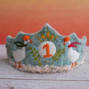 One Silly Goose Party Hat,  Birthday Crown, Needle Felting Crown