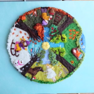 4 seasons circle,  Waldorf art, Season table, Nature Table, Kindergarten  Wall hanging,