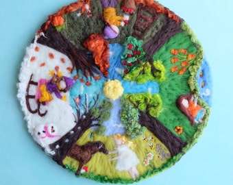 4 seasons circle,  Waldorf art, Season table, Nature Table, Kindergarten  Wall hanging,