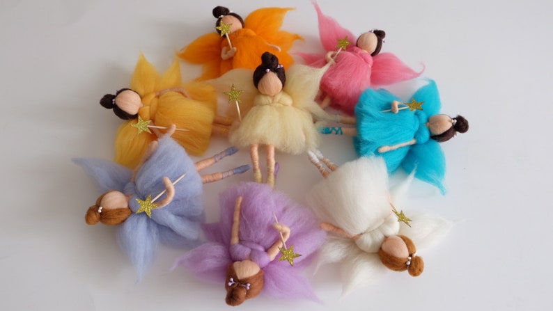 Fairy tale nursery mobile, Needle felt fairy doll,Gift for baby girl image 2