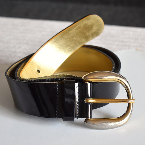 Carrie Black Patent Leather Belt