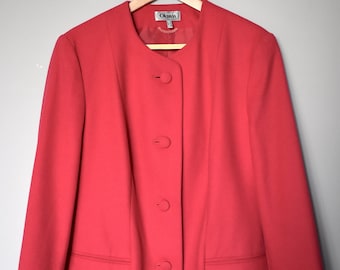 Vintage 90's cashmere pink blazer with lining/ Wool-blend fitted jacket/ Hipster pink blazer/ Long women's 90's blazer/ Size 10 US