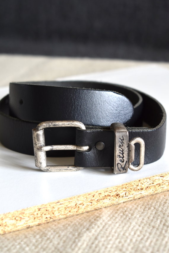 Distressed Leather Belt Vintage Black