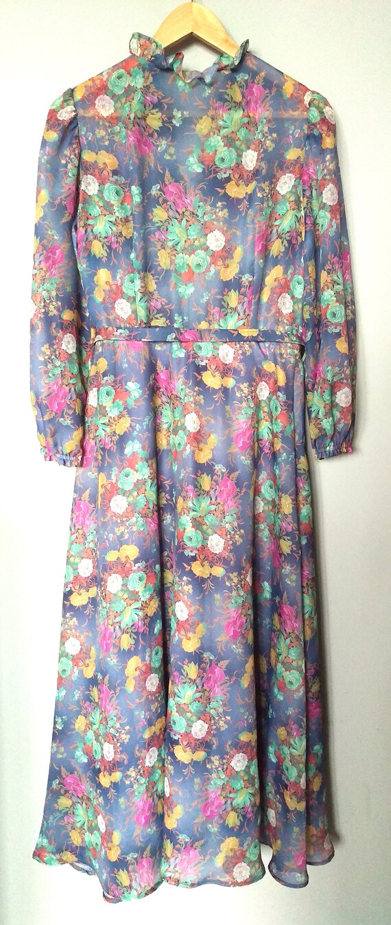 Vintage 70's floral maxi dress/ 70s maxi high-wai… - image 3