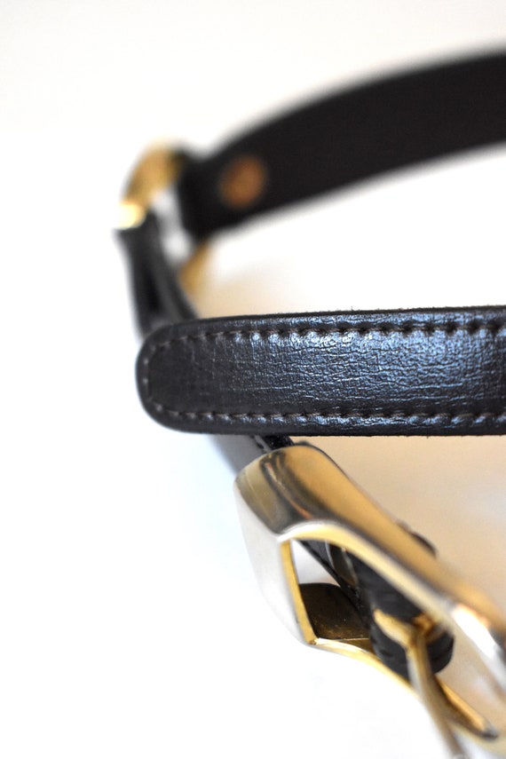 Vintage 90's dark brown leather belt/ High-waist … - image 8