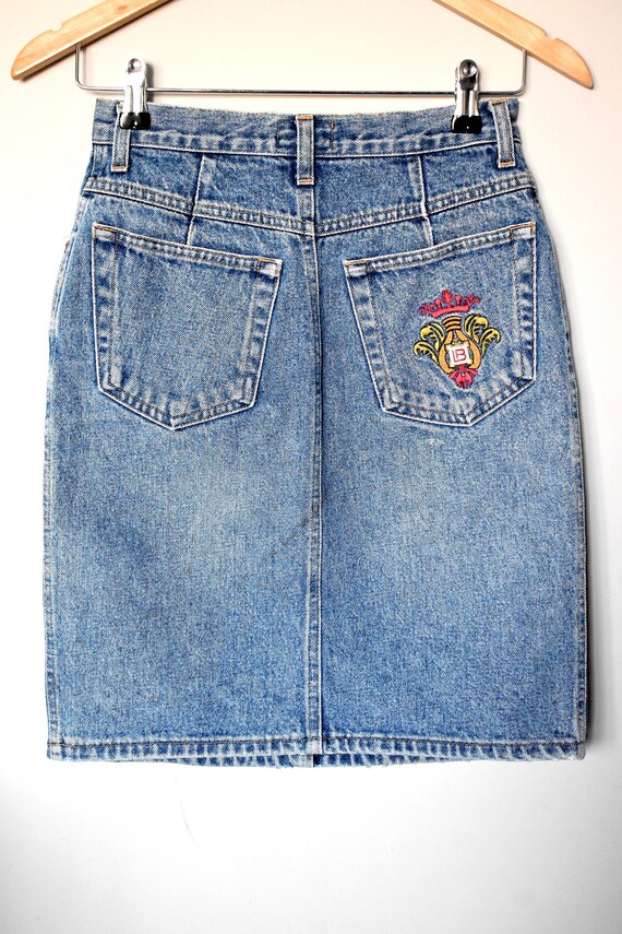 90s Jean Skirt Dark Wash Denim Skirt High Waist Skirt Vintage Women/'s size 10 Medium