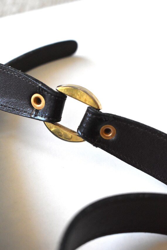 Vintage 90's dark brown leather belt/ High-waist … - image 6