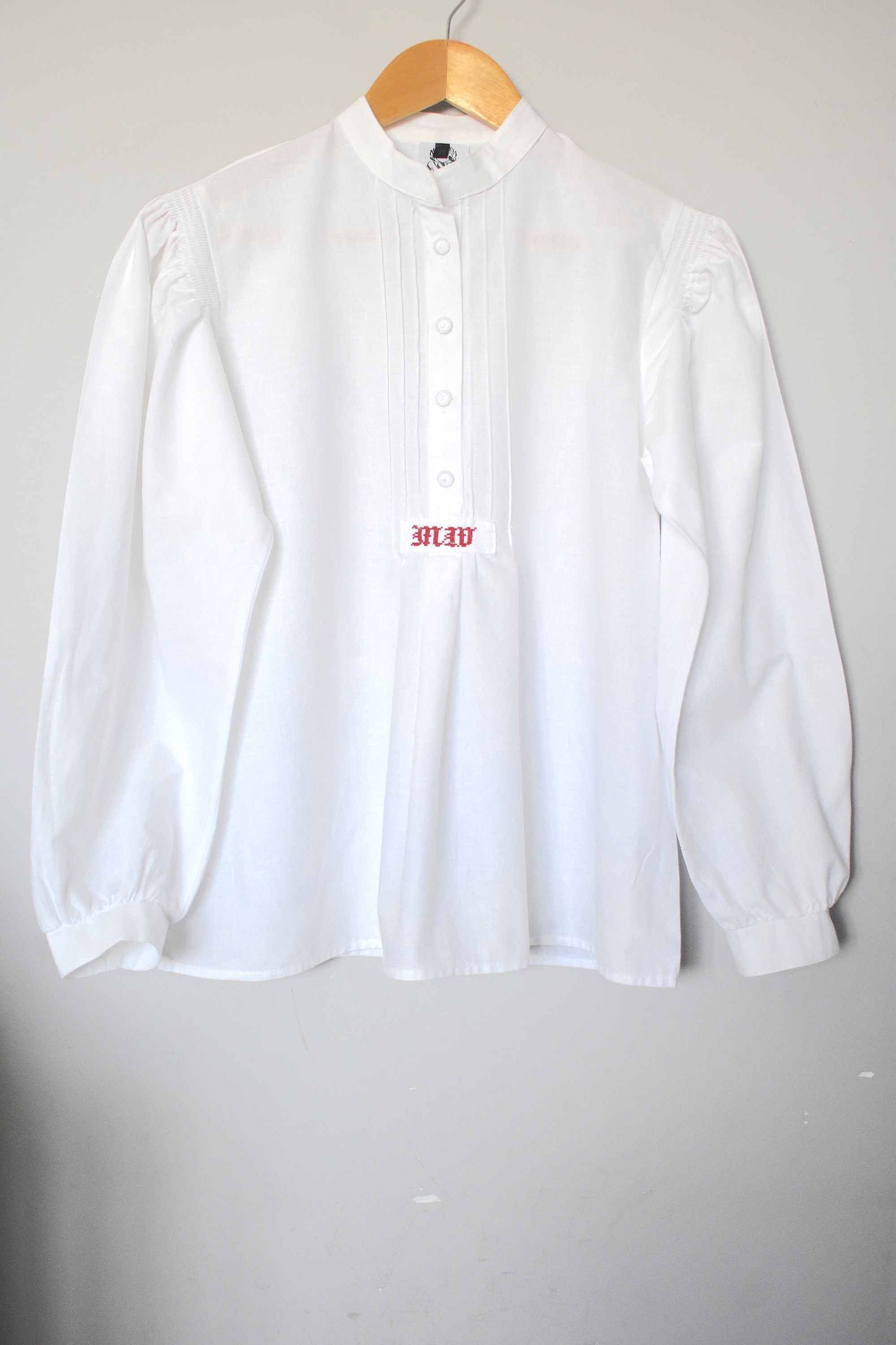 Vintage 90's White Dirndl Shirt/ Half-button-up Women's Shirt/ Loose ...