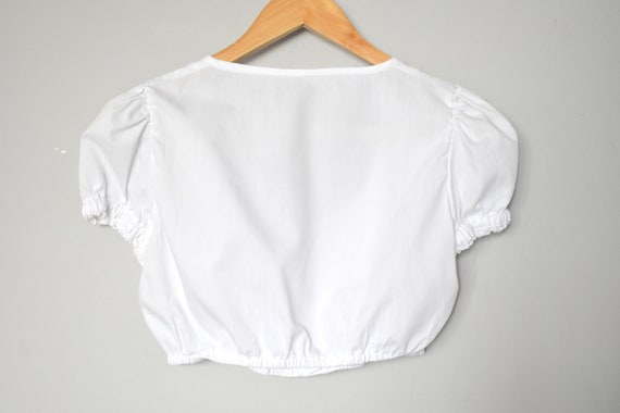 Vintage 90's white dirndl crop top/ Elastic-waist… - image 2