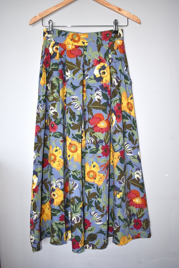 Vintage 90's Floral Print Maxi Skirt/ High-waisted - Etsy
