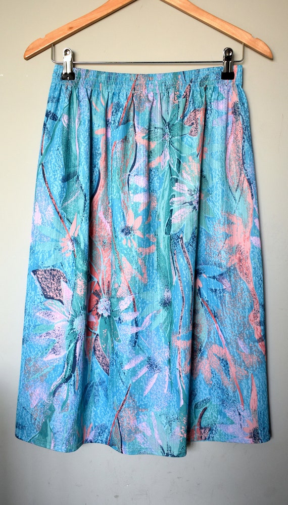 Vintage 80's floral print midi skirt/ Summer hipster chic | Etsy