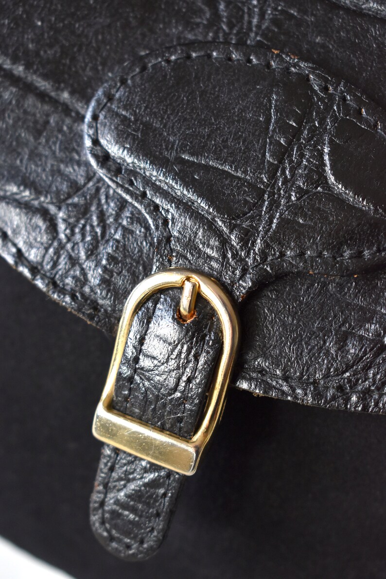Vintage 90's Small Black Suede Crossbody Bag/ Small Etsy