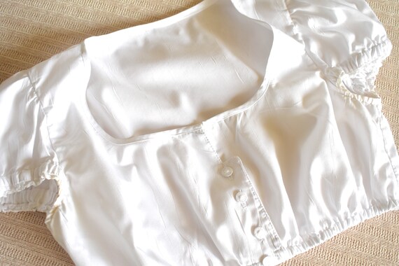 Vintage 90's white dirndl crop top/ Elastic-waist… - image 3