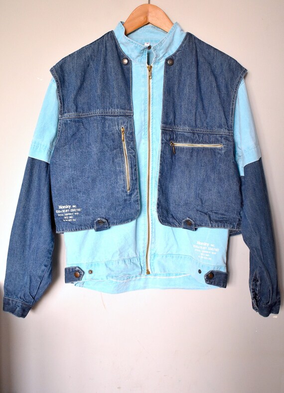 90s colorblock denim jacket