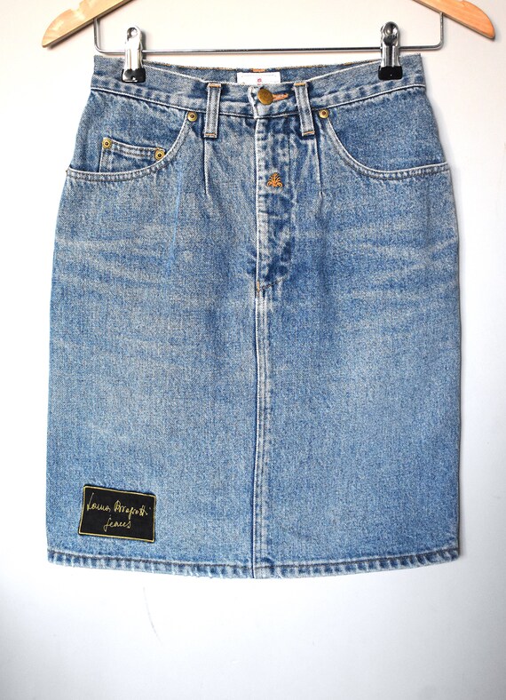 90s Jean Skirt Dark Wash Denim Skirt High Waist Skirt Vintage Women/'s size 10 Medium