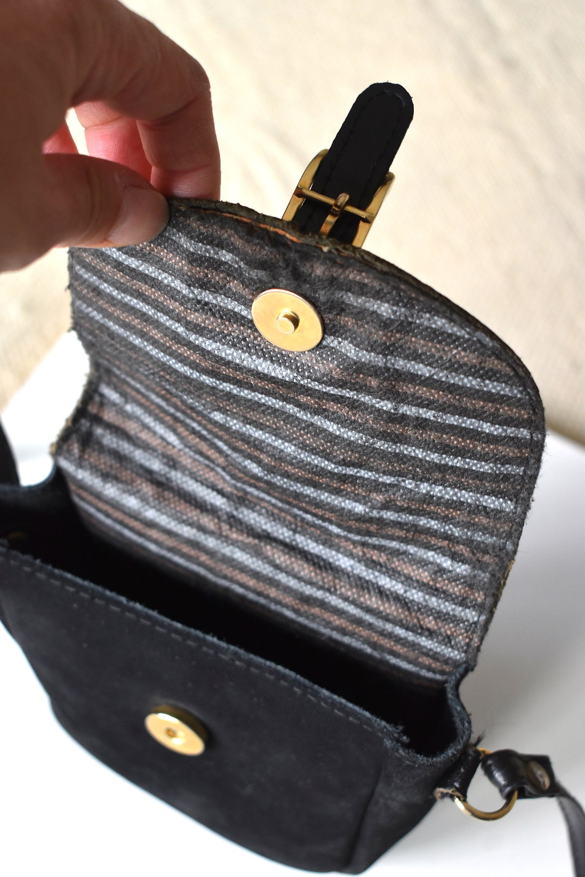Vintage 90's Small Black Suede Crossbody Bag/ Small Etsy