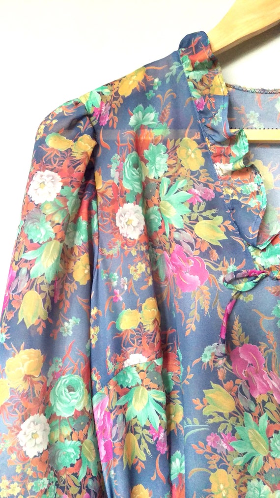 Vintage 70's floral maxi dress/ 70s maxi high-wai… - image 4
