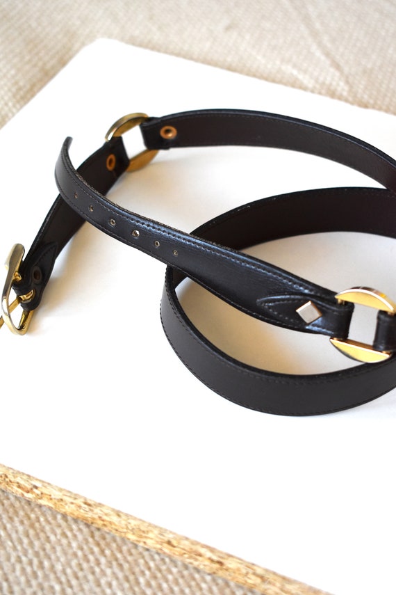 Vintage 90's dark brown leather belt/ High-waist … - image 7