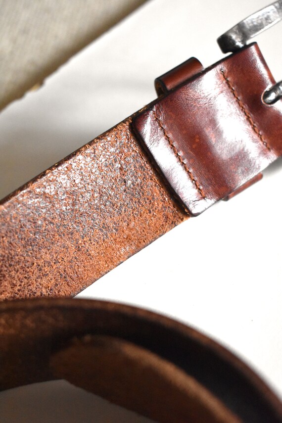 Vintage 90's chunky whiskey brown leather belt/ S… - image 7
