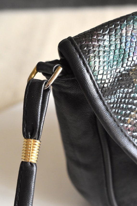 Vintage 90's snake-skin-print small crossbody lea… - image 3