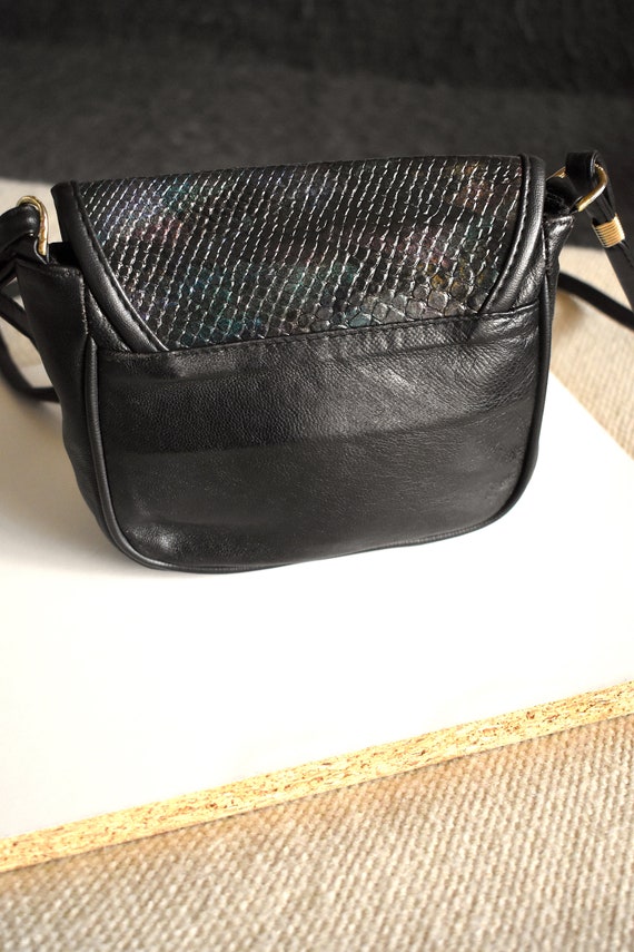 Vintage 90's snake-skin-print small crossbody lea… - image 7