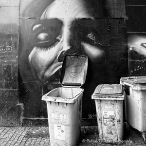 Talking Trash , archival fine art Giclee print monochrome image 1