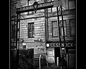 glasgow subway entrance. Fine art archival Giclee print, black and white