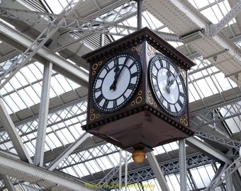 Fotografía, impresión de bellas artes del reloj de la Estación Central de Glasgow