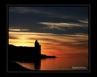 Ayrshire coast , sunset at Greenan castle south west Scotland