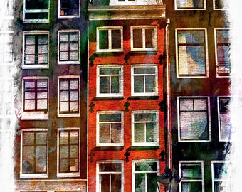Wonky Buildings, Amsterdam Fine Art Giclee print