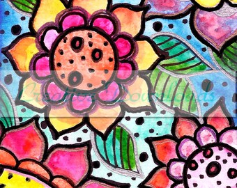 Flowers  digital collage printable download flowers garden colorful Robin Mead