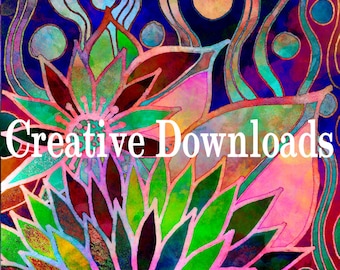 Modern digital and watercolor collage flower design