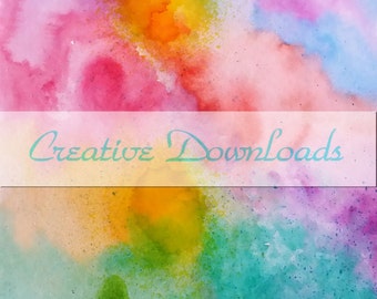 Watercolor instant download Blend digital collage printable download flowers garden colorful Robin Mead