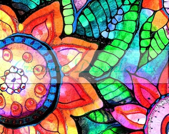 Flower Download Flourish digital collage printable download flowers garden colorful Robin Mead