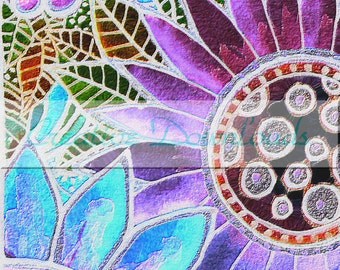 Fleurs Original Art digital collage printable download flowers garden colorful Robin Mead