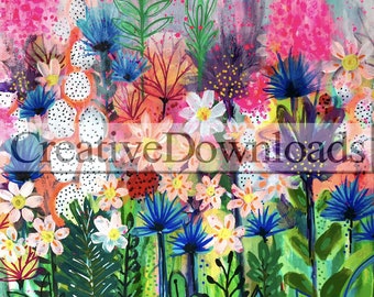Wild Flowers  digital download printable colorful