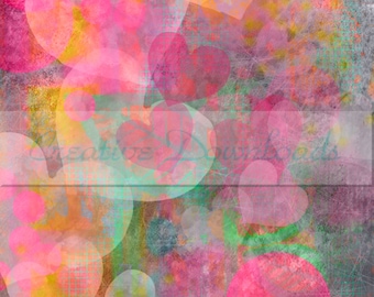 Hearts Desire  digital collage printable download hearts valentine pink colorful Robin Mead